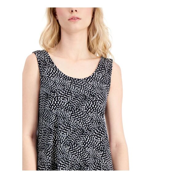 ALFANI Womens Black Sleeveless Jewel Neck Trapeze Top XS - Picture 2 of 2